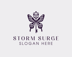 Elegant Butterfly Key Wing logo design