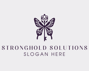 Elegant Butterfly Key Wing logo design