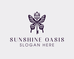 Elegant Butterfly Key Wing logo design