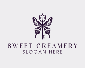 Elegant Butterfly Key Wing logo design