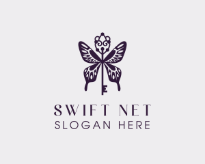 Elegant Butterfly Key Wing logo design