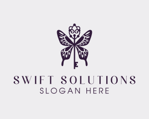 Elegant Butterfly Key Wing logo design