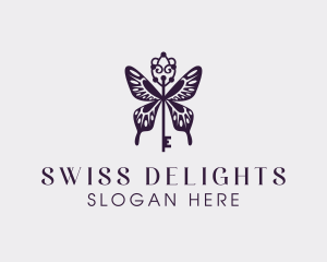 Elegant Butterfly Key Wing logo design