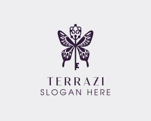 Elegant Butterfly Key Wing logo design