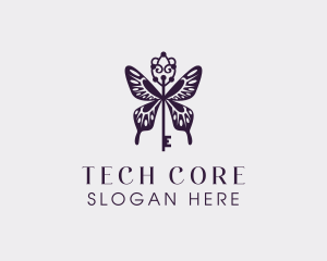 Elegant Butterfly Key Wing logo design