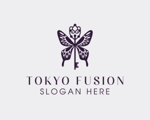 Elegant Butterfly Key Wing logo design