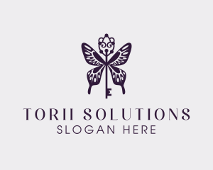 Elegant Butterfly Key Wing logo design