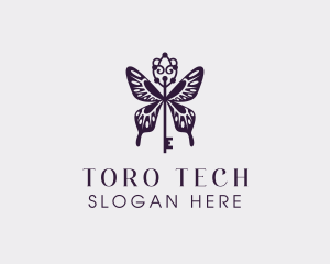 Elegant Butterfly Key Wing logo design