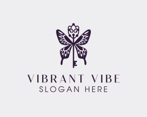 Elegant Butterfly Key Wing logo design