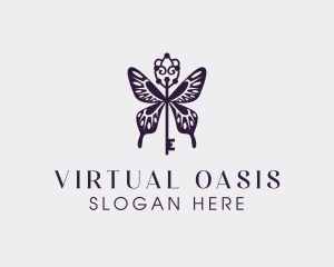 Elegant Butterfly Key Wing logo design