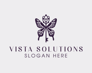 Elegant Butterfly Key Wing logo design