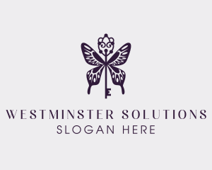 Elegant Butterfly Key Wing logo design