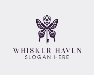 Elegant Butterfly Key Wing logo design