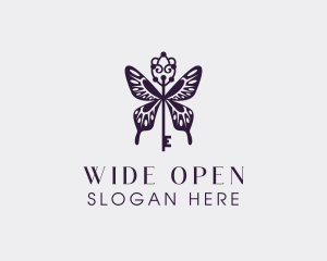 Elegant Butterfly Key Wing logo design