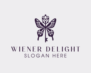 Elegant Butterfly Key Wing logo design