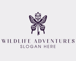 Elegant Butterfly Key Wing logo design