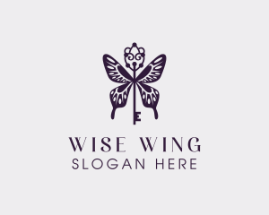 Elegant Butterfly Key Wing logo design