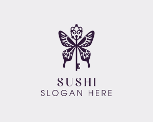 Elegant Butterfly Key Wing logo design