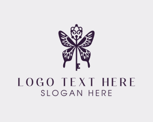 Elegant Butterfly Key Wing Logo