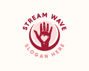 Hand Heart Emblem Logo