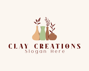 Boho Clay Ceramics Vase logo design