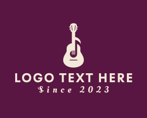 Record - Guitar Music Note logo design