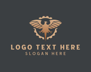 Falcon - Eagle Cogwheel Industrial logo design