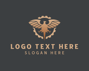 Seagull - Eagle Cogwheel Industrial logo design
