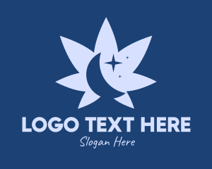 Blue - Cannabis Leaf Moon logo design