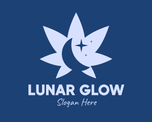 Cannabis Leaf Moon logo design