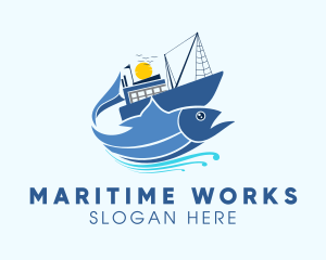 Fisherman Fishing Vessel logo design