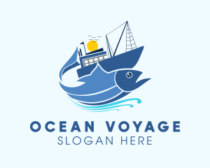 Fisherman Fishing Vessel logo design