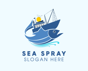 Fisherman Fishing Vessel logo design