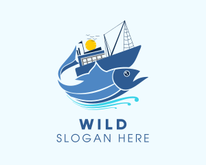Ocean - Fisherman Fishing Vessel logo design