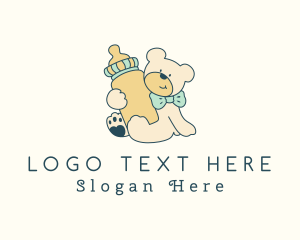 Nursery - Baby Bottle Bear logo design