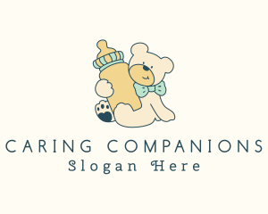 Nanny - Baby Bottle Bear logo design