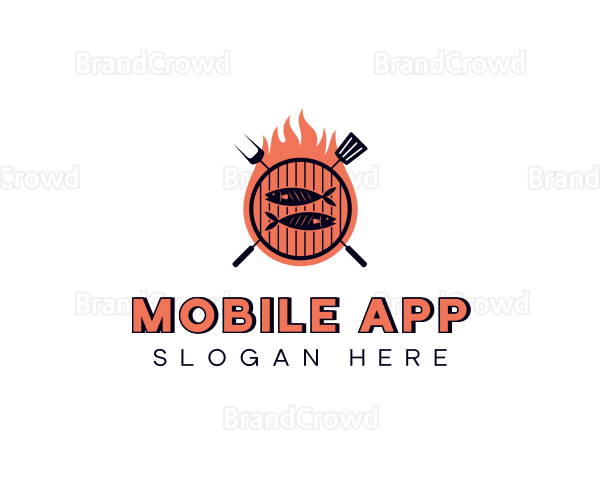 Barbecue Fish Flame Grill Logo