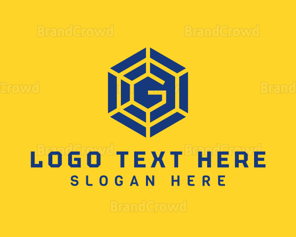 Blue Hexagon  Letter G Logo