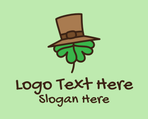 Four Leaf Clover - Shamrock Top Hat logo design