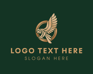 Luxe - Metallic Owl Wings logo design