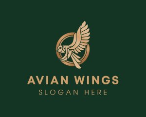 Metallic Owl Wings logo design