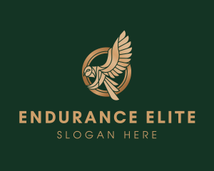 Metallic Owl Wings logo design