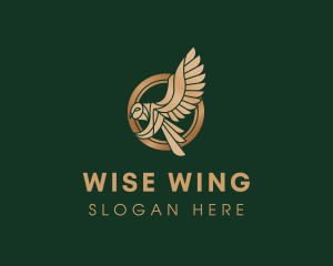 Owl - Metallic Owl Wings logo design