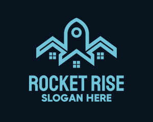 Blue Rocket Launch Village logo design