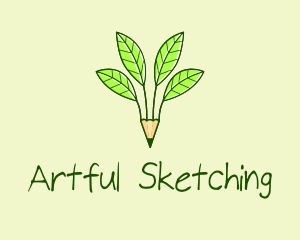 Sketching - Pencil Plant Seedling logo design