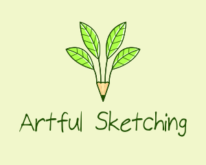 Pencil Plant Seedling logo design