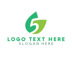 Five - Nature Leaves Number Five logo design