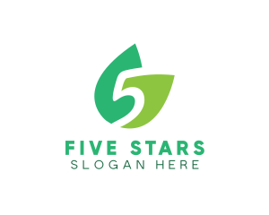 Five - Nature Leaves Number Five logo design