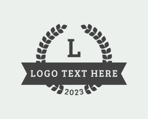 College - Organic Wheat Laurel Wreath logo design