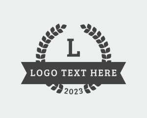 Publisher - Organic Wheat Laurel Wreath logo design